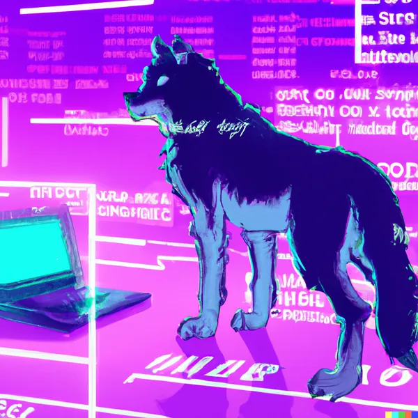 vaporwave coding wolf